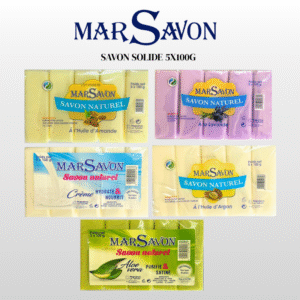 Savon Solide Marsavon 5×100g – Multi-Parfums : Lavande, Crème, Argan, Aloe Vera